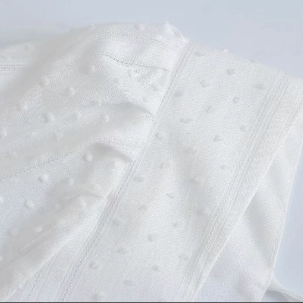 SOLD OUT CLEARANCE White Ruffled Swiss Dot Keyhole Mini Dress - Picture 10 of 10